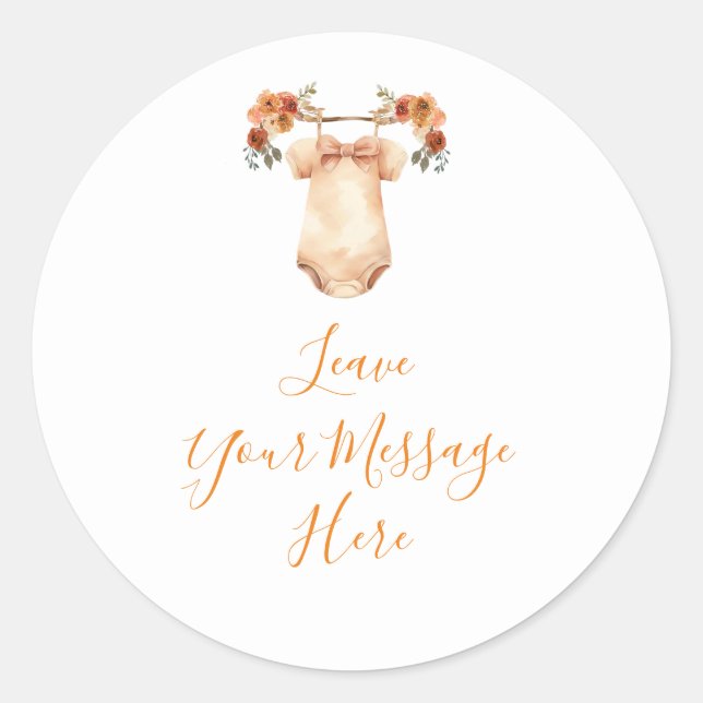 Sticker Rond Automne Citrouille Floral Vêtements de bébé Aimer  (Devant)