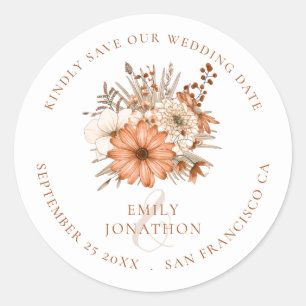 Sticker Rond Automne Couleurs Florales Mariage Enregistrer La D