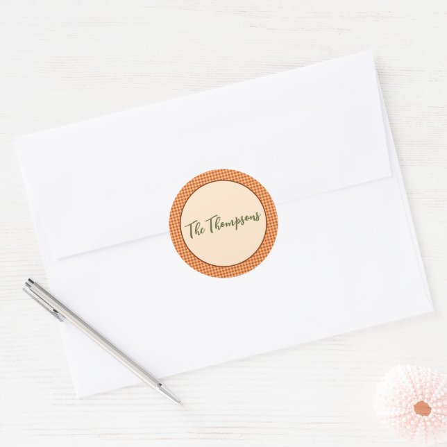 Sticker Rond Automne En vichy Thanksgiving (Enveloppe)