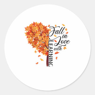 Sticker Rond Automne Enseignant Tombe Amoureux Avec Apprentissa