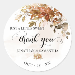 Sticker Rond Automne Eucalyptus Automne Mariage Merci cadeau