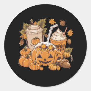 Sticker Rond Automne Famille Halloween Thanksgiving mignon Auto