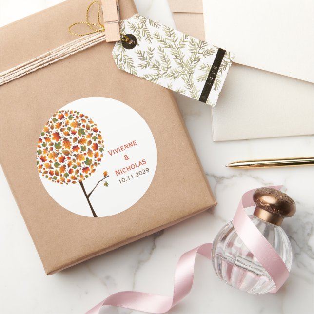 Sticker Rond Automne Feuilles d'automne Whimsical Pop Tree Mari (Cadeaux)