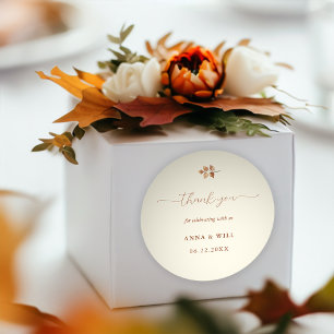 Sticker Rond Automne Feuilles Terracotta Chic Mariage de automn