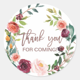 Sticker Rond Automne Floral Rose or Merci lumière Favoriser