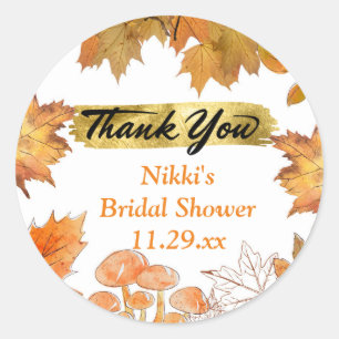 Sticker Rond Automne Floral Wreath Citrouille Gold Merci Favori