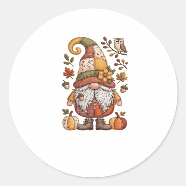 Sticker Rond automne gnome Classic T-Shirt.png (Devant)