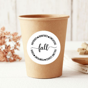 Sticker Rond Automne Hayrides Bonfires Cider Thanksgiving