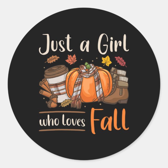 Sticker Rond Automne Juste Une Fille Qui Aime Tomber (Devant)