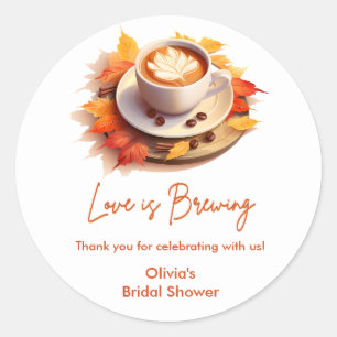 Sticker Rond Automne L'amour brasse la Fête des mariées de café