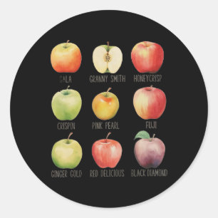 Sticker Rond Automne Pomme cueillir Apple Orchard Boho Farm Fes