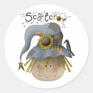 Sticker Rond Automne Primsies · Épouvantail