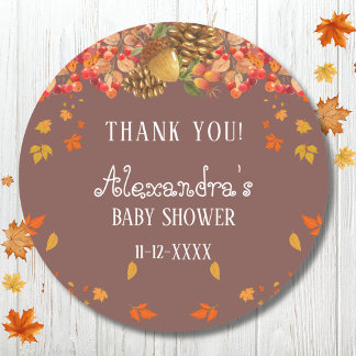 Sticker Rond Automne Russe Automne Baby shower d'automne Merci