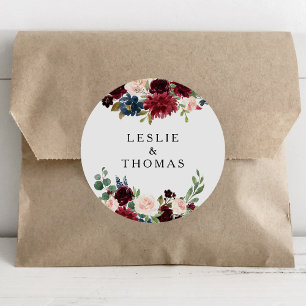 Sticker Rond Automne Rustique Bourgogne Mariage Enveloppe Phoqu