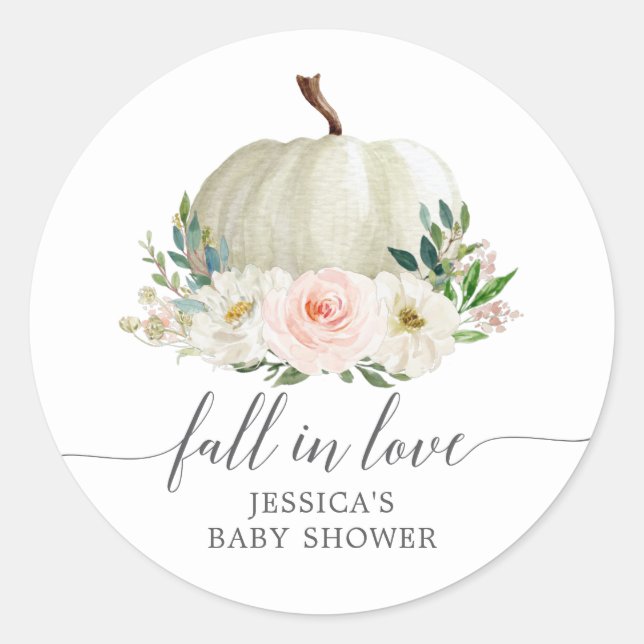 Sticker Rond Automne Rustique Citrouille Floral Chute En Amour  (Devant)