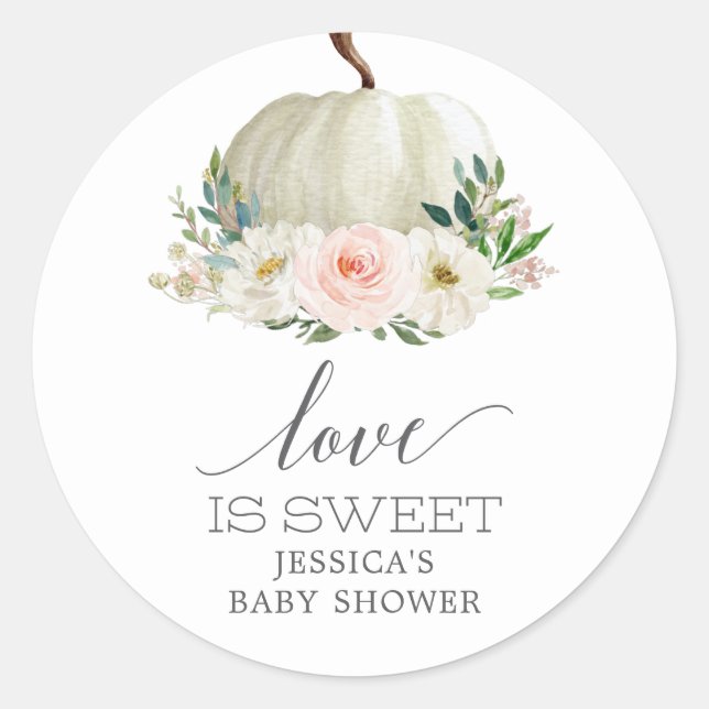 Sticker Rond Automne Rustique Floral Citrouille L'amour est dou (Devant)