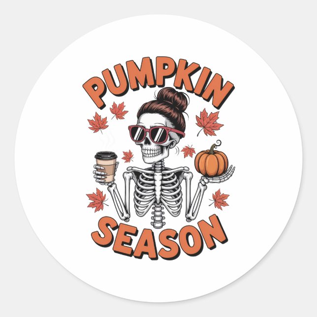 Sticker Rond Automne Saison Citrouille (Devant)