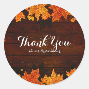 Sticker Rond Automne Tirer Glittery Feuille Rustic Glam Favoris