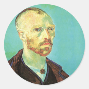 Sticker Rond Autoportrait de Van Gogh (dédié à Paul Gauguin)