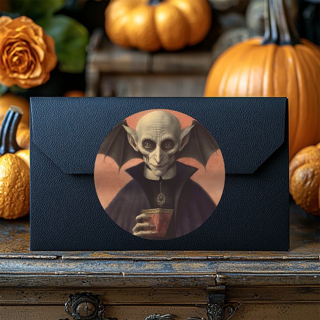 Sticker Rond Autour d'Halloween Vampire Dracula Créatif (Créateur téléchargé)