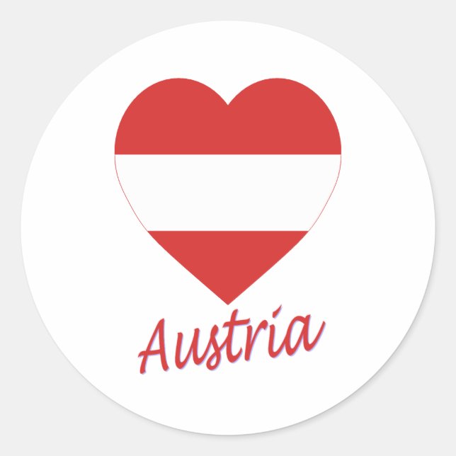 Sticker Rond Autriche (civile) Drapeau Coeur (Devant)