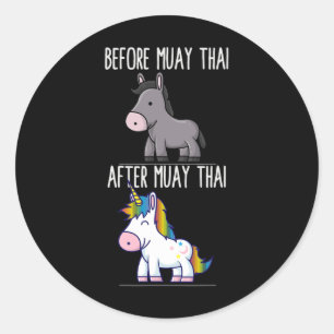 Sticker Rond Avant Après Muay Thai Unicorn Fighter Boxe