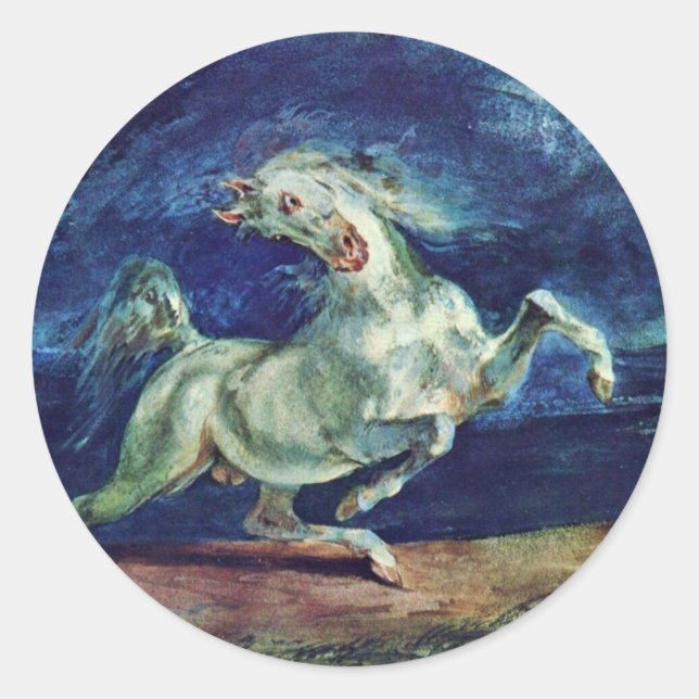Sticker Rond Avant Le Cheval Effrayé De La Lumière (Devant)