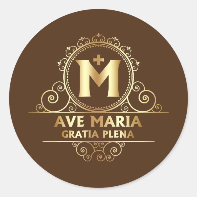 Sticker Rond Ave Maria Schubert Messe latine Béni Mère Marie (Devant)