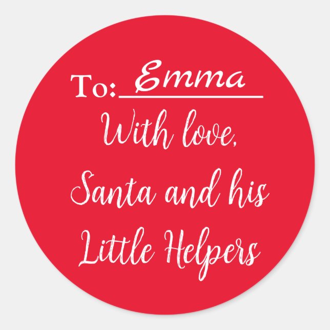 Sticker Rond Avec Amour de Père Noël et ses petits assistants (Devant)