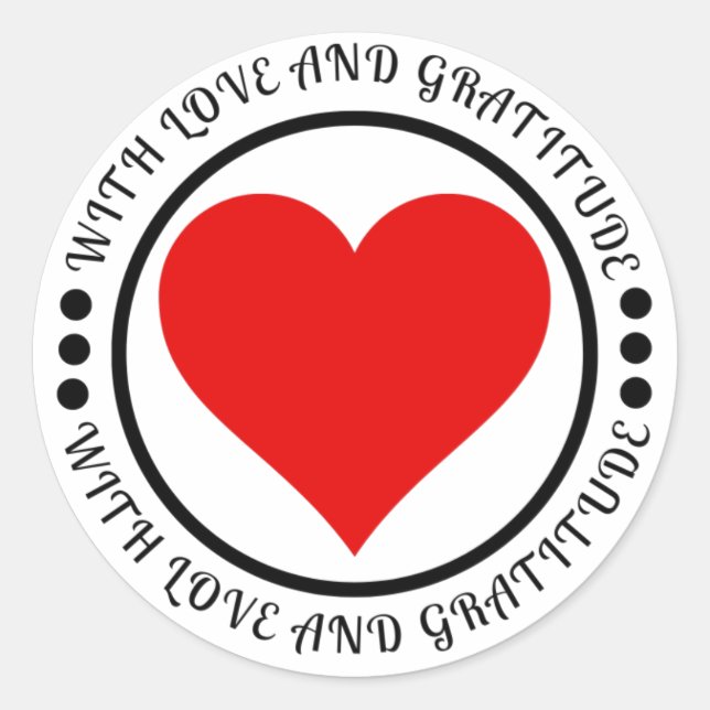 Sticker Rond Avec amour et gratitude (Devant)