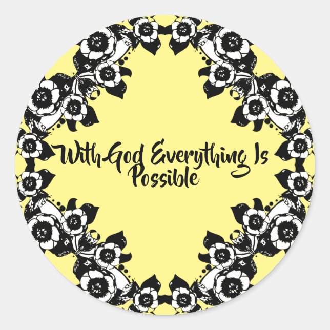 Sticker Rond Avec Dieu, Tout Est Possible Citations Bibliques (Devant)