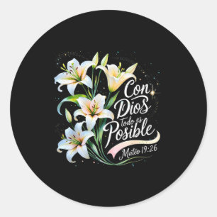 Sticker Rond Avec Dieu Tout Est Possible Matthieu 19_26 Cadeau