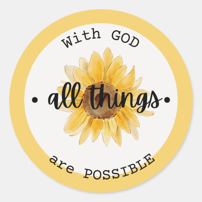 Sticker Rond avec dieu toutes les choses sont possibles collant (Devant)