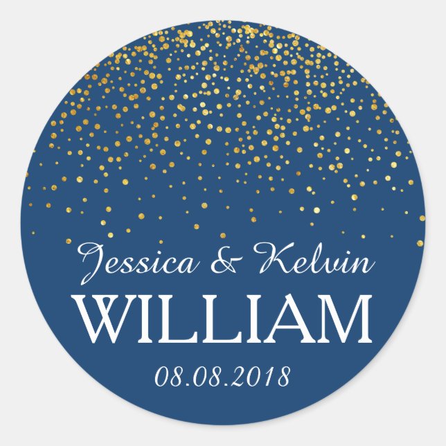 Sticker Rond Avec Faux Gold parties scintillant confettis/point (Devant)