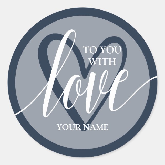 Sticker Rond Avec Love Navy Blue (Devant)