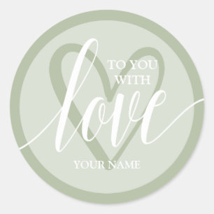 Sticker Rond Avec Love Sage Green