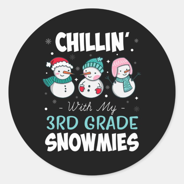 Sticker Rond Avec Mes neiges de 3e année Enseignant Cadeau de N (Devant)