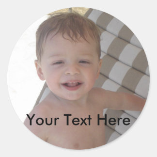 Sticker rond avec texte et image personnalisés