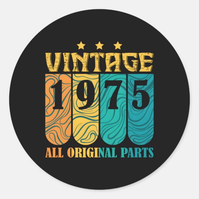 Sticker Rond Avec Tout Le P Original Et Né En 1975 (Devant)