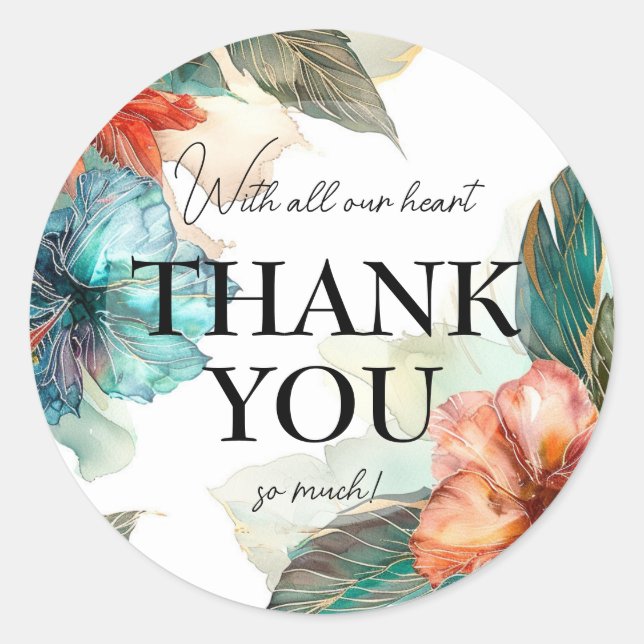 Sticker Rond Avec tout notre coeur Hibiscus Serenade Paradise (Devant)