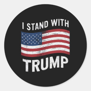 Sticker Rond Avec Trump Drapeau Américain Hommes Femme Usa Vint
