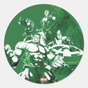 Sticker Rond Avengers aquarelle graphique