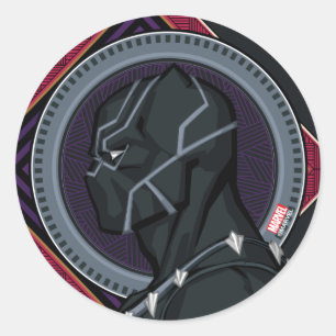Sticker Rond Avengers   Black Panther Wakandan Tribal Art