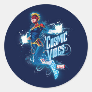 Sticker Rond Avengers   Capitaine Marvel Bleu Vibes cosmiques