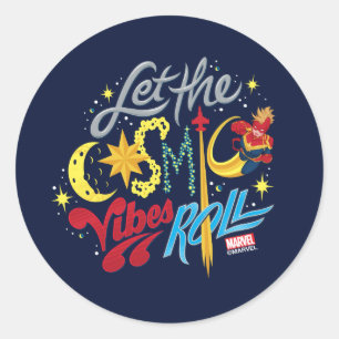 Sticker Rond Avengers   Capitaine Marvel Vibes cosmiques Typogr