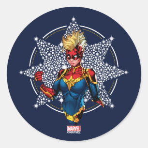Sticker Rond Avengers   Captain Marvel Hala Starlight