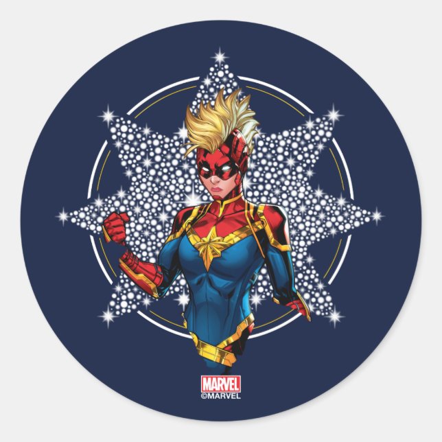Sticker Rond Avengers | Captain Marvel Hala Starlight (Devant)