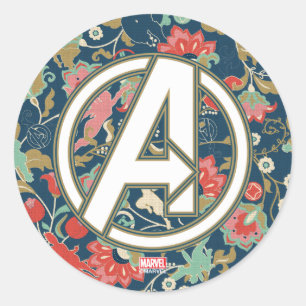 Sticker Rond Avengers   Logo Floral Paisley Avengers