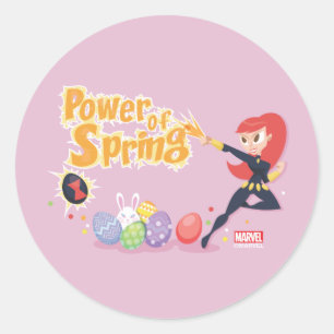 Sticker Rond Avengers Pâques Black Widow - Pouvoir du Printem