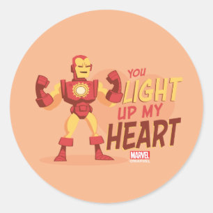 Sticker Rond Avengers Saint-Valentin   Iron Man Allume Mon Cœur
